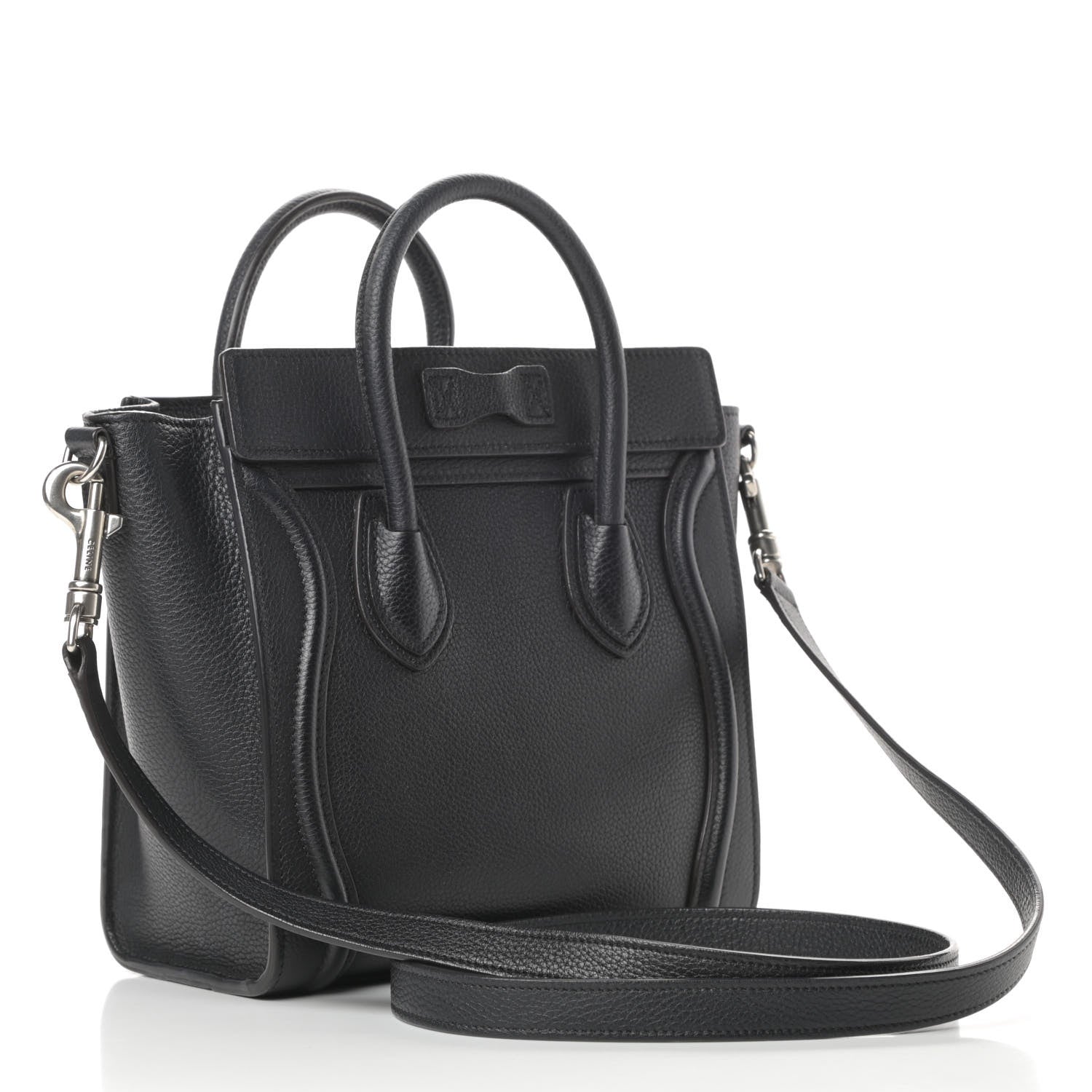 Celine Drummed Calfskin Nano Luggage Black 3 of 13