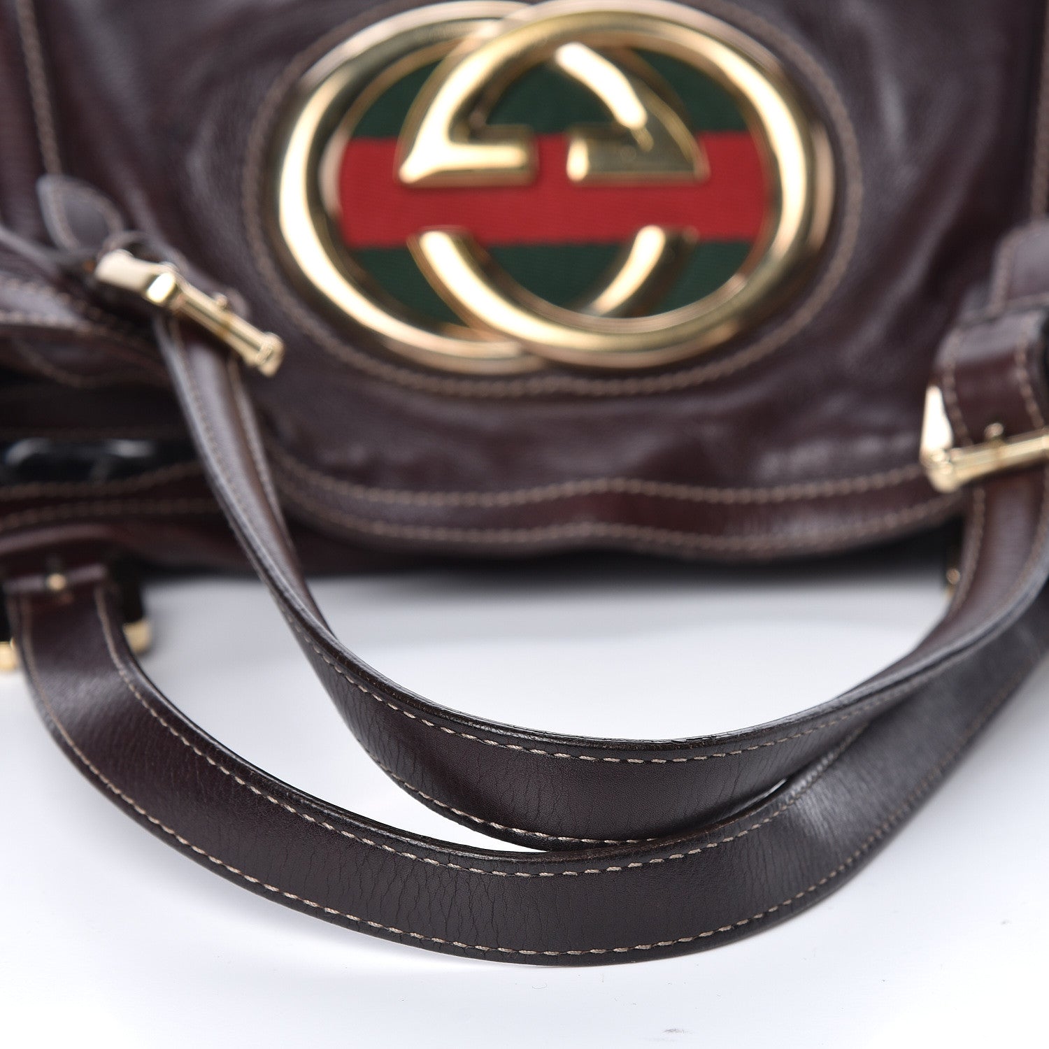 Gucci Calfskin Medium Britt Tote Dark Brown 10 of 16