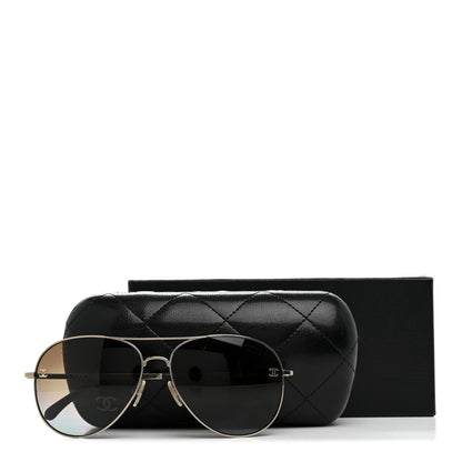 Chanel Metal Polarized CC Aviator Sunglasses 4189-T-Q Silver 8 of 8