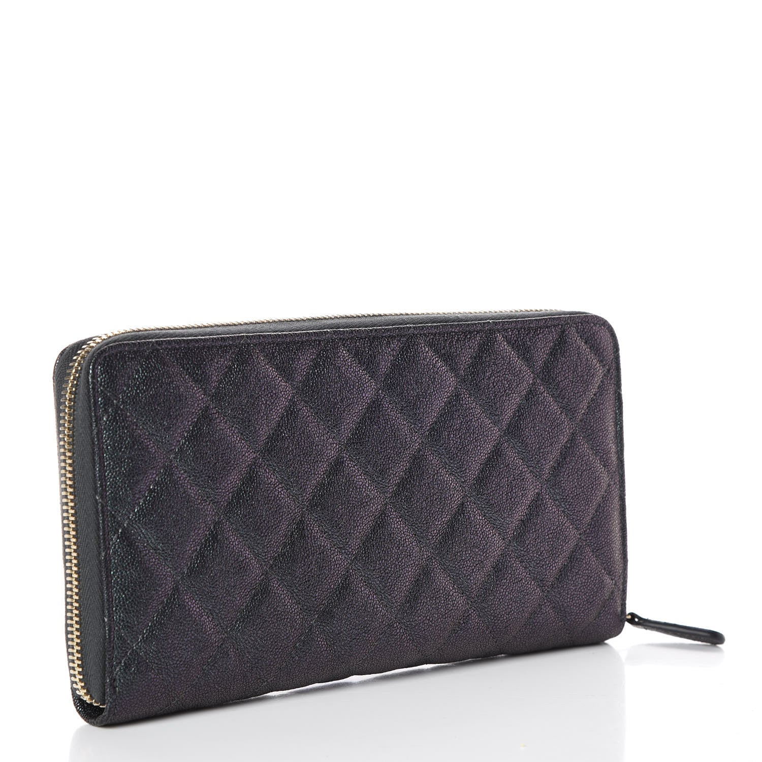 Chanel Iridescent Caviar Quilted Large Zip Around Organizer Wallet Black 3 of 9