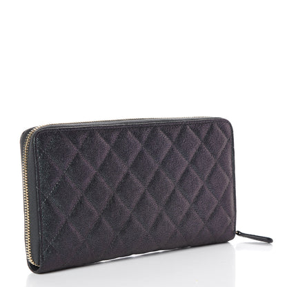 Chanel Iridescent Caviar Quilted Large Zip Around Organizer Wallet Black 3 of 9