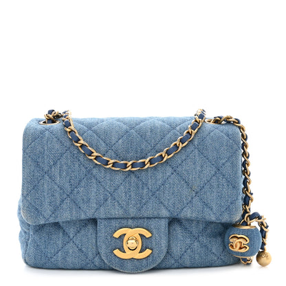 Chanel Denim Quilted Mini Pearl Crush Flap Blue 1 of 10