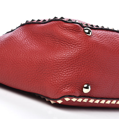 Valentino Garavani Pebbled Calfskin Medium Rockstud Tote Red 9 of 11