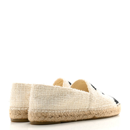 Chanel Tweed Grosgrain CC Espadrilles 39 White Black 4 of 10