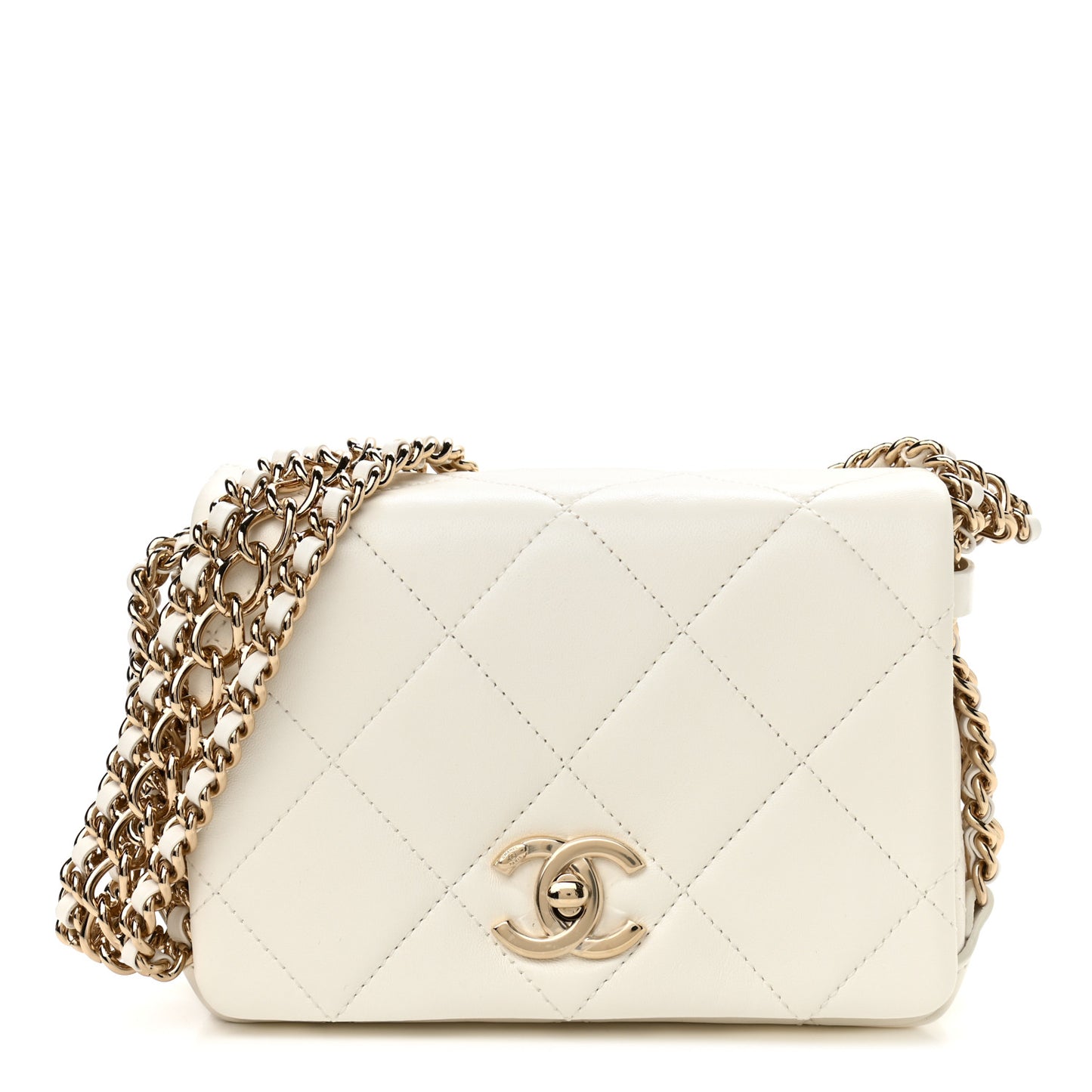 Lambskin Quilted Mini Flap Bag White