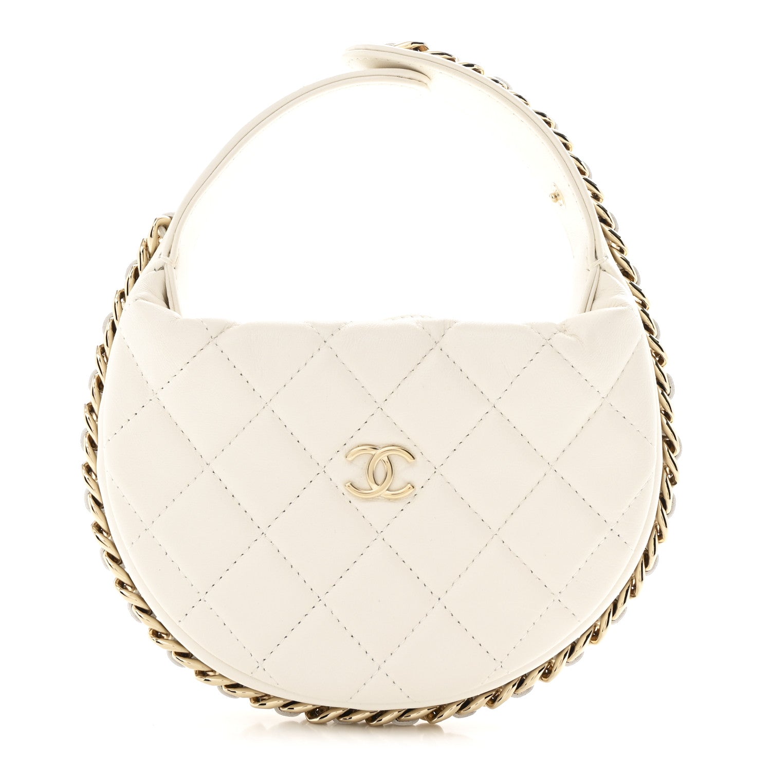 Chanel Lambskin Quilted Chain Around Pouch Hobo White 1 of 10