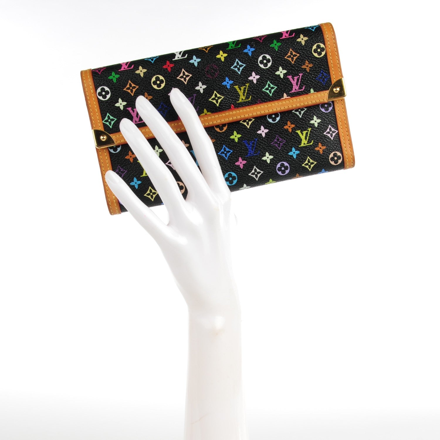 Louis Vuitton Monogram Multicolor Porte Tresor International Wallet Black 2 of 8