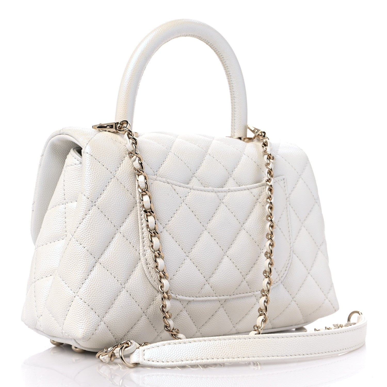 Chanel Iridescent Caviar Quilted Mini Coco Handle Flap White 3 of 9