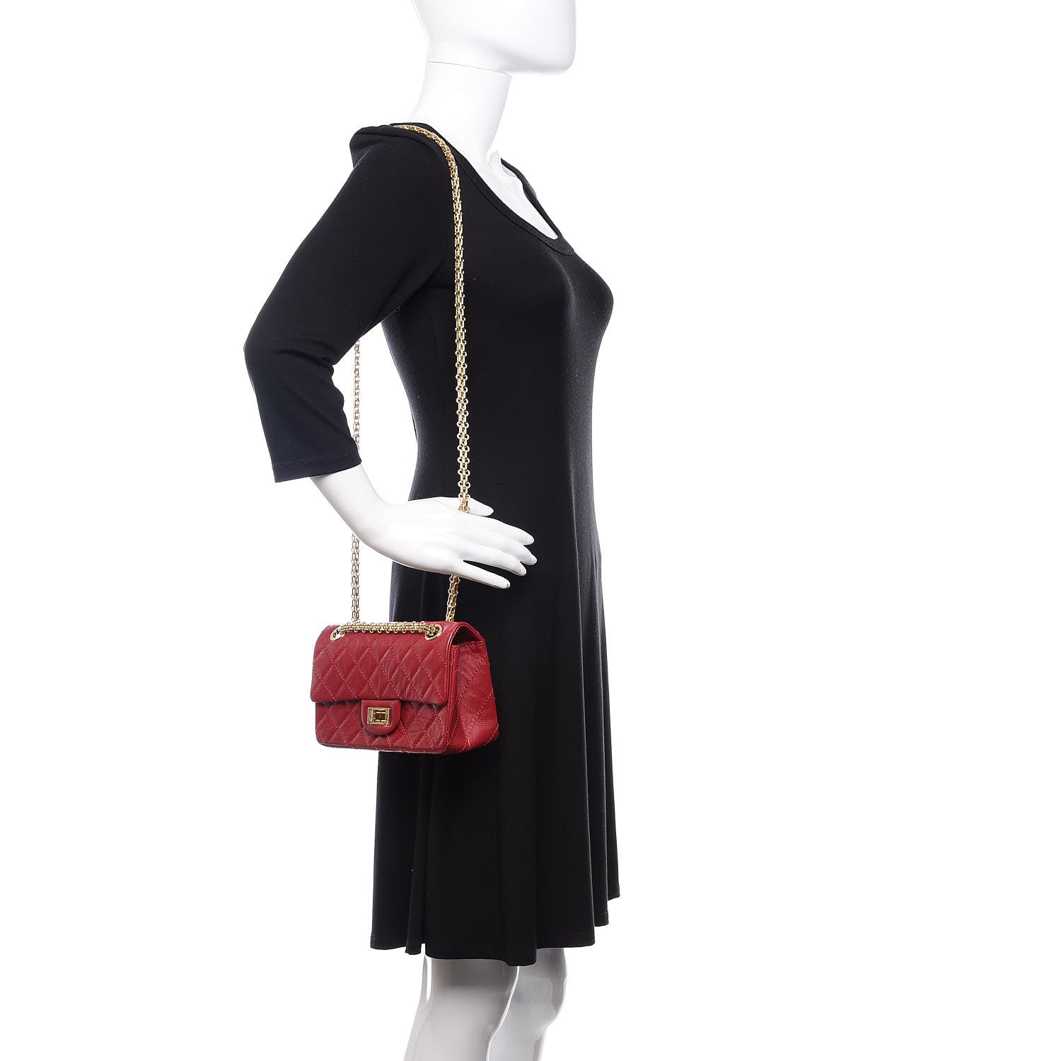 Chanel Aged Calfskin Quilted 2.55 Reissue Mini Flap Red 2 of 11