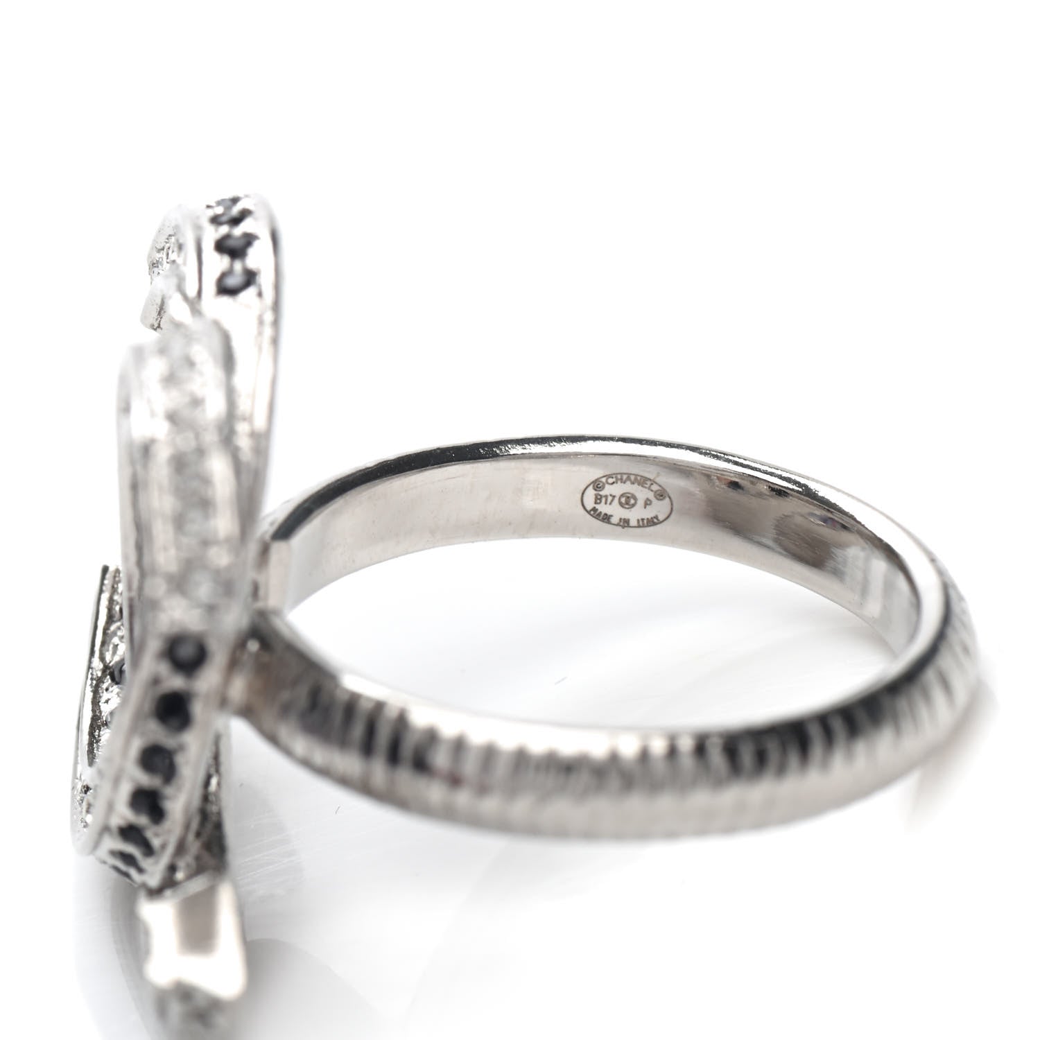 Chanel Crystal CC Ring 6 Silver Black 4 of 4