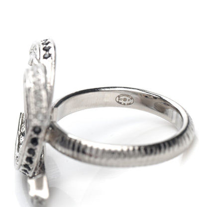 Chanel Crystal CC Ring 6 Silver Black 4 of 4