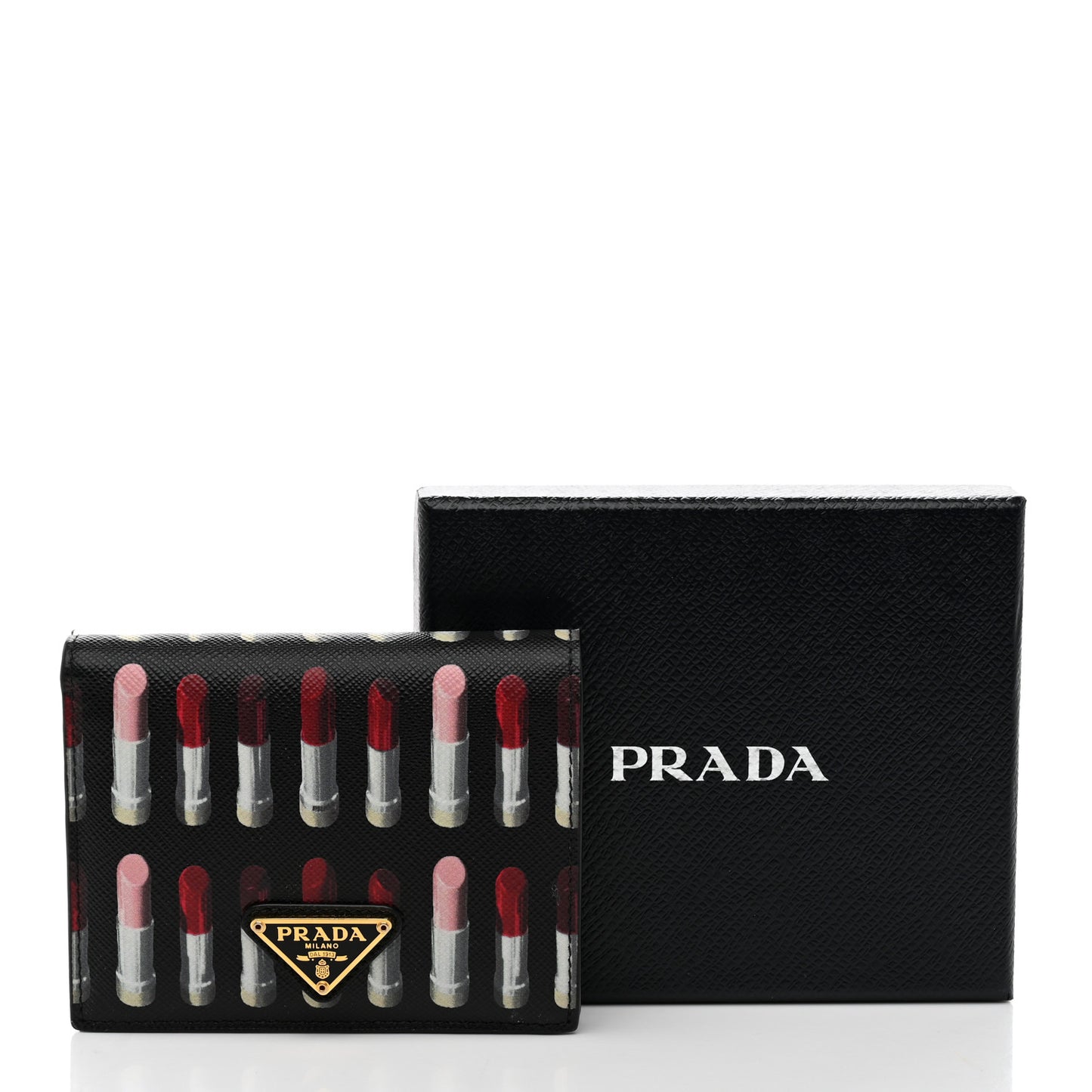 Saffiano Lipstick Print Bi-Fold Wallet Black
