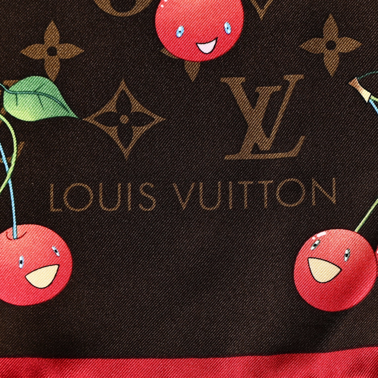 Louis Vuitton Silk Monogram Cerises Scarf 2 of 3