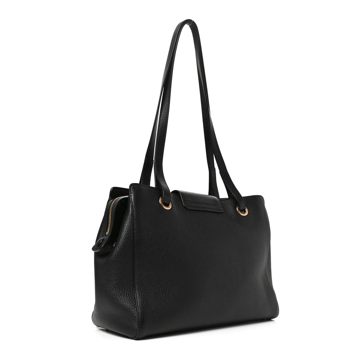 Grained Calfskin Shopping Tote Black