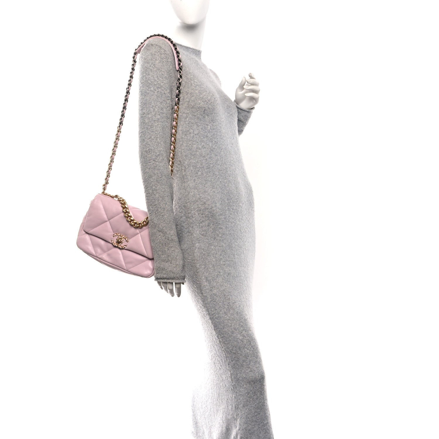 Chanel Lambskin Quilted Medium Chanel 19 Flap Light Pink 2 of 10