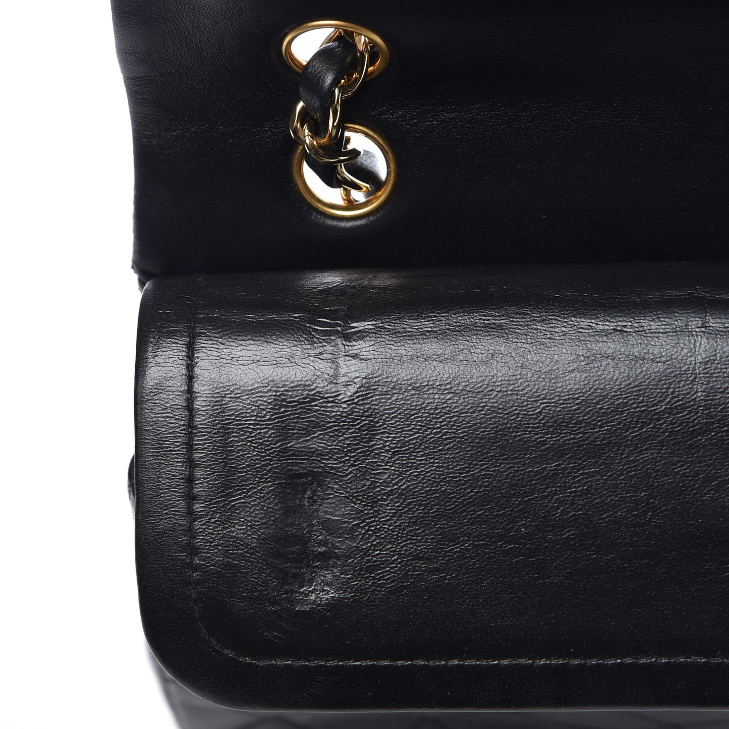 Lambskin Quilted Medium Double Flap Black