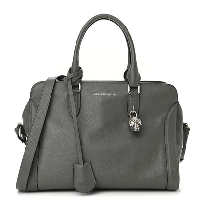 Alexander McQueen Pebbled Calfskin Small Skull Padlock Zip Around Tote Dark Grey 1 of 11