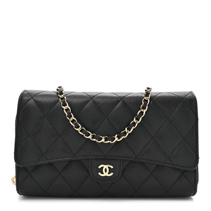 Chanel Caviar Quilted Phone Holder Wallet on Removable Chain Black 1 of 17