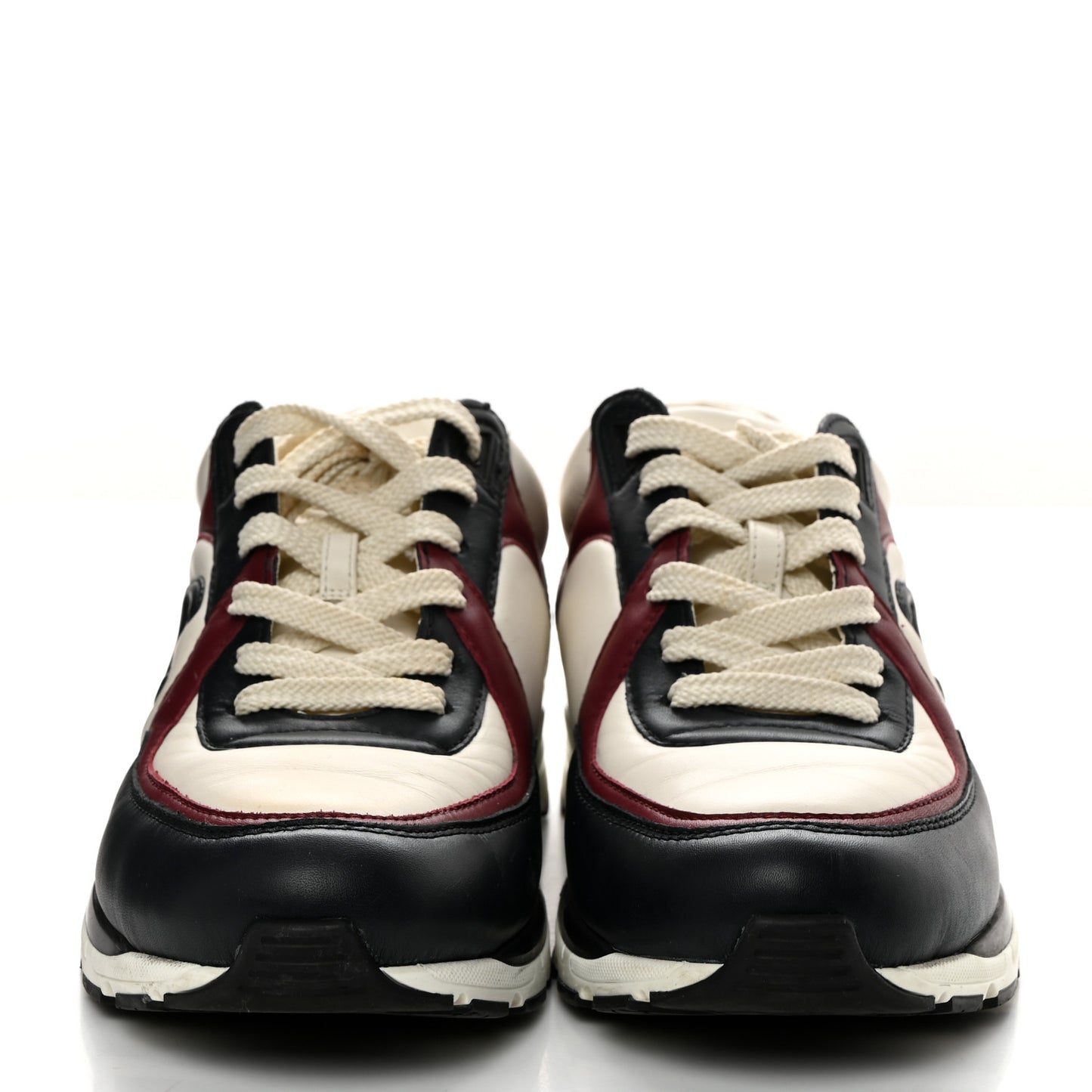 Calfskin CC Sneakers 38 Navy Blue White Light Burgundy