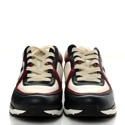 Chanel Calfskin CC Sneakers 38 Navy Blue White Light Burgundy 2 of 9