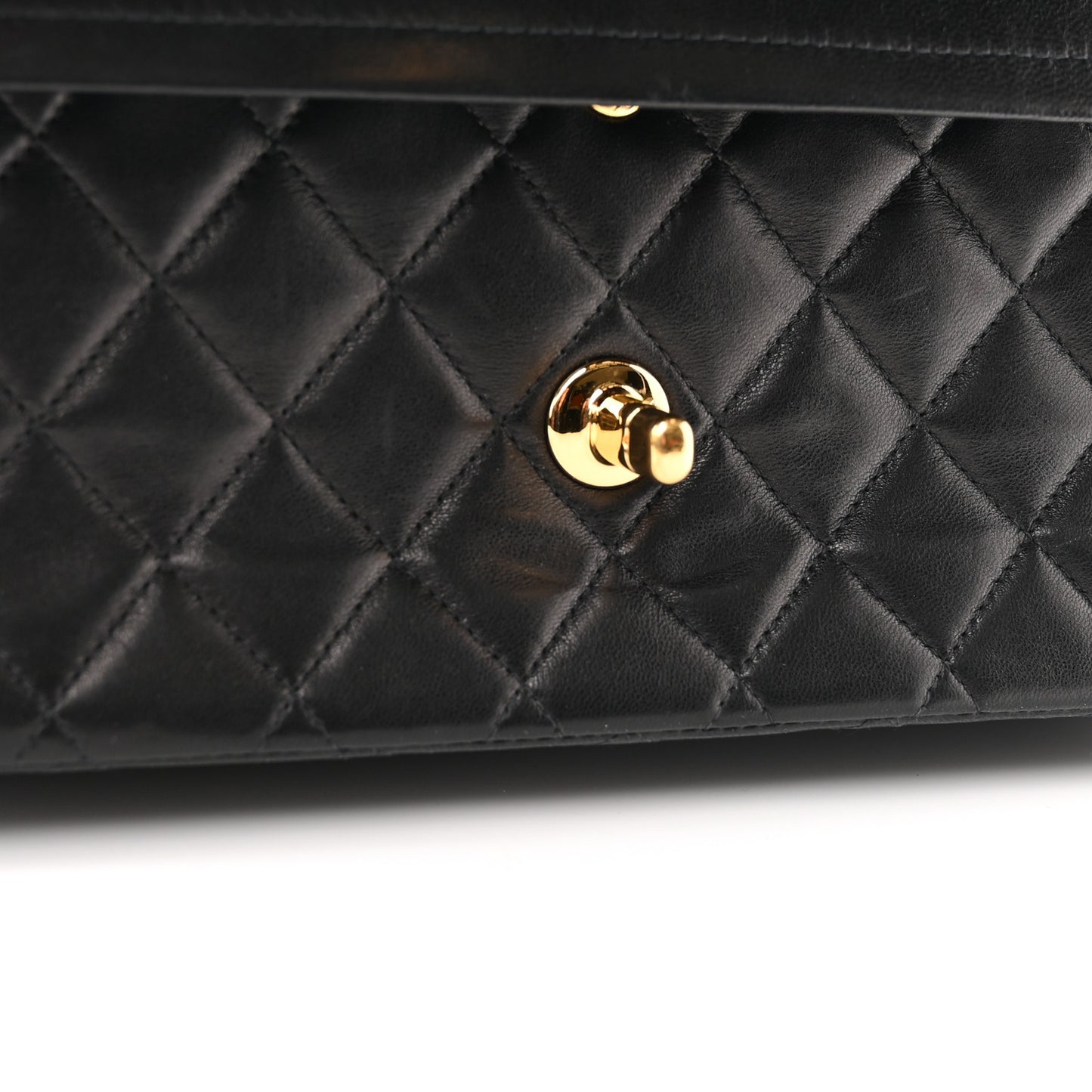 Lambskin Quilted Medium Double Flap Black