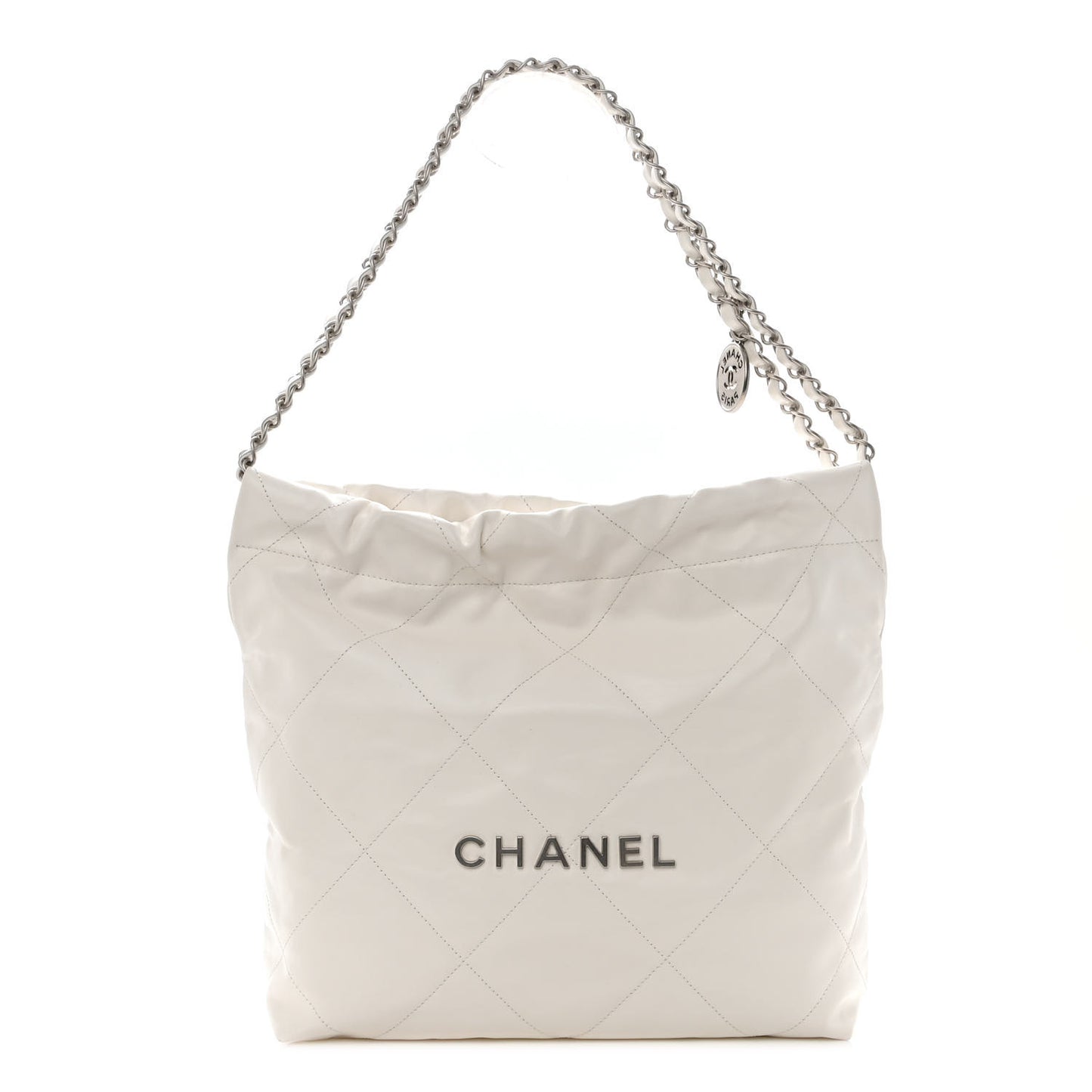 Shiny Calfskin Quilted Small Chanel 22 White