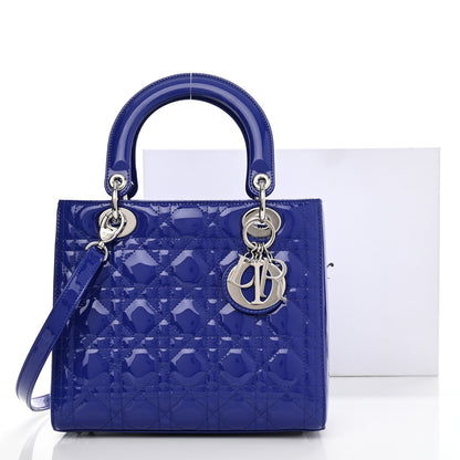 Christian Dior Patent Cannage Medium Lady Dior Blue 10 of 10