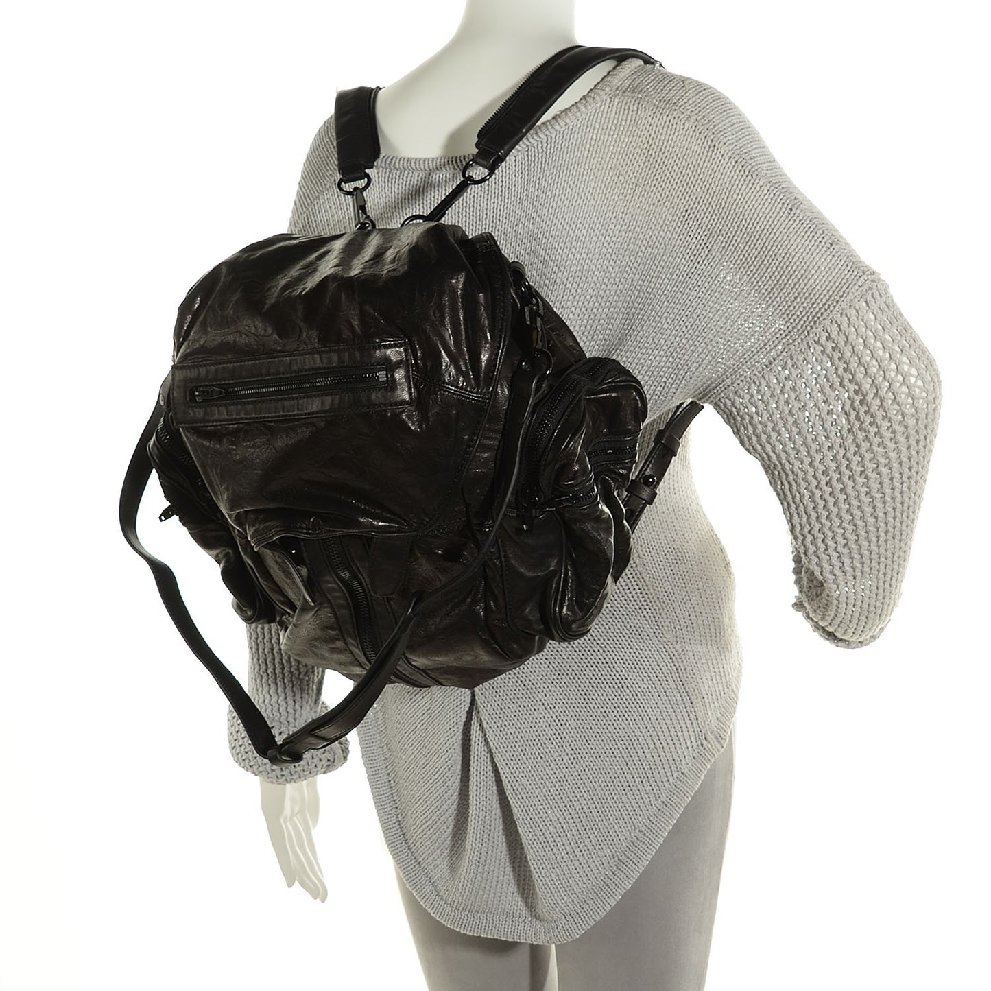 Lambskin Leopard Embossed Marti Backpack Washed Black Rhodium Hardware