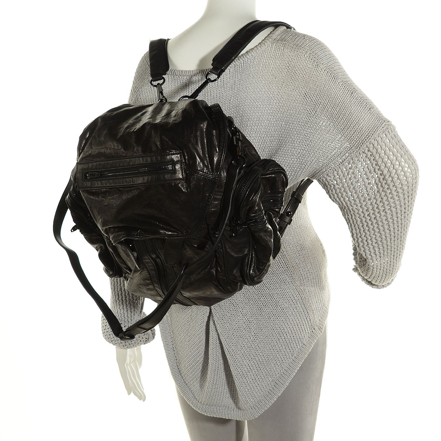 Alexander Wang Lambskin Leopard Embossed Marti Backpack Washed Black Rhodium Hardware 2 of 9