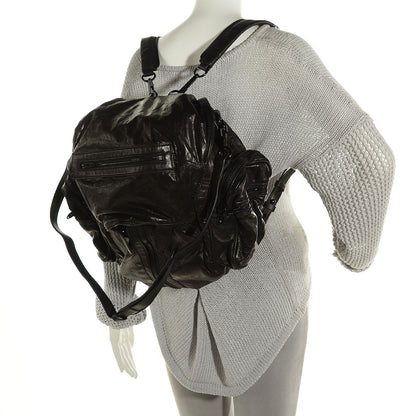 Alexander Wang Lambskin Leopard Embossed Marti Backpack Washed Black Rhodium Hardware 2 of 9