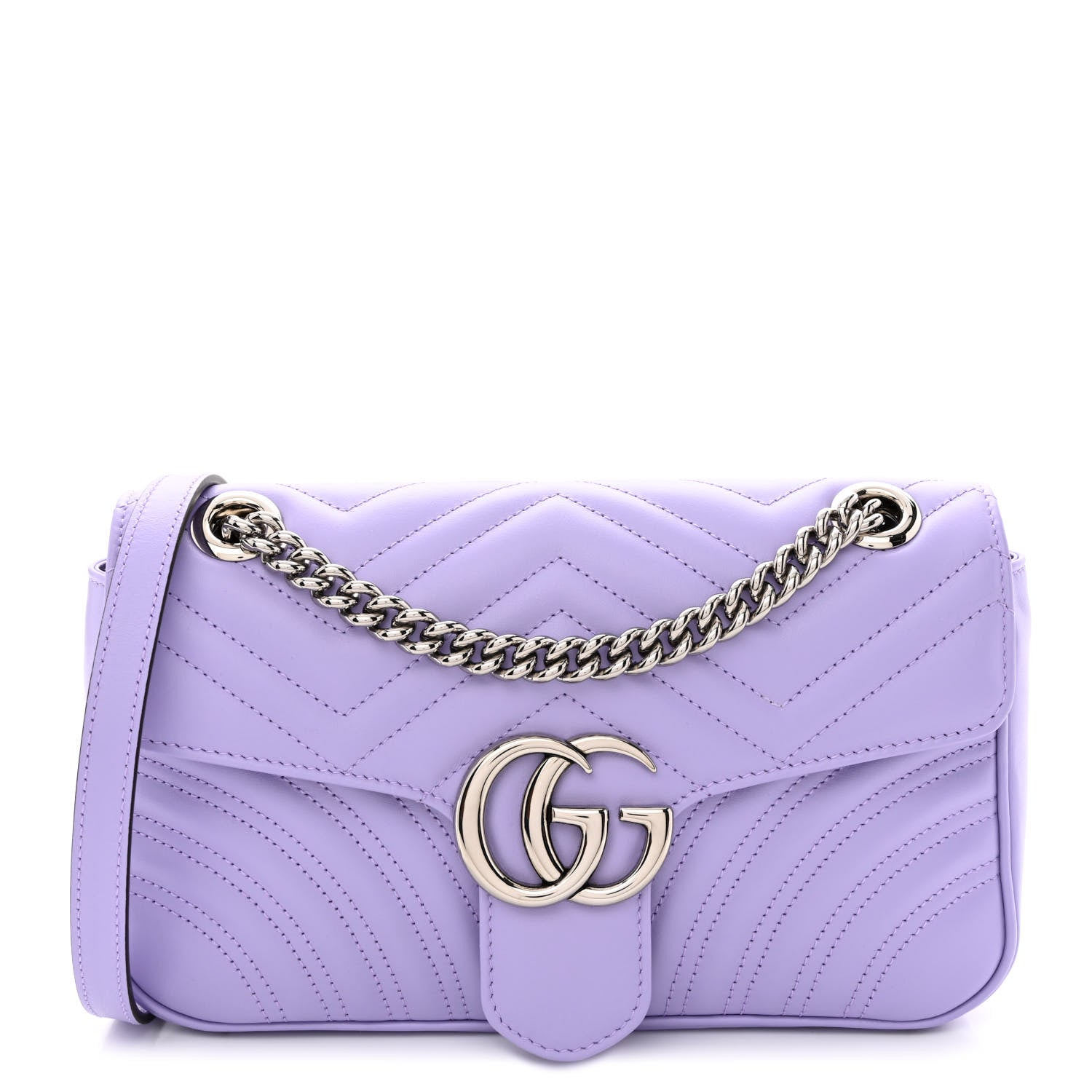 Gucci Calfskin Matelasse Small GG Marmont Shoulder Bag Lapis 1 of 10