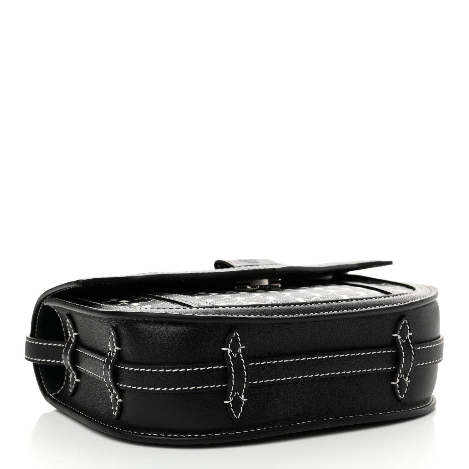 Moynat Grained Calfskin Canvas M Besace Bag Black White 4 of 11