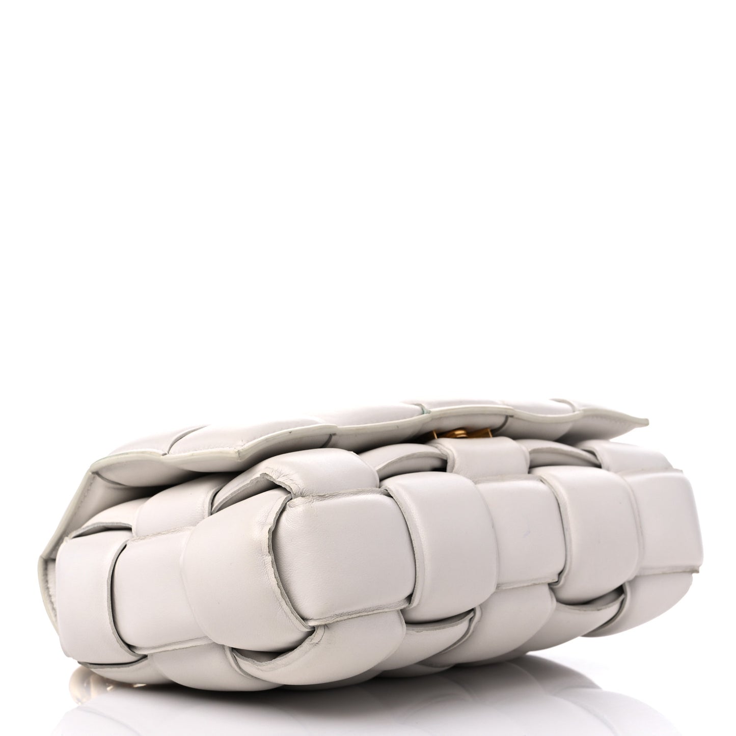 Lambskin Maxi Intreccio Padded Chain Cassette Crossbody Bag White