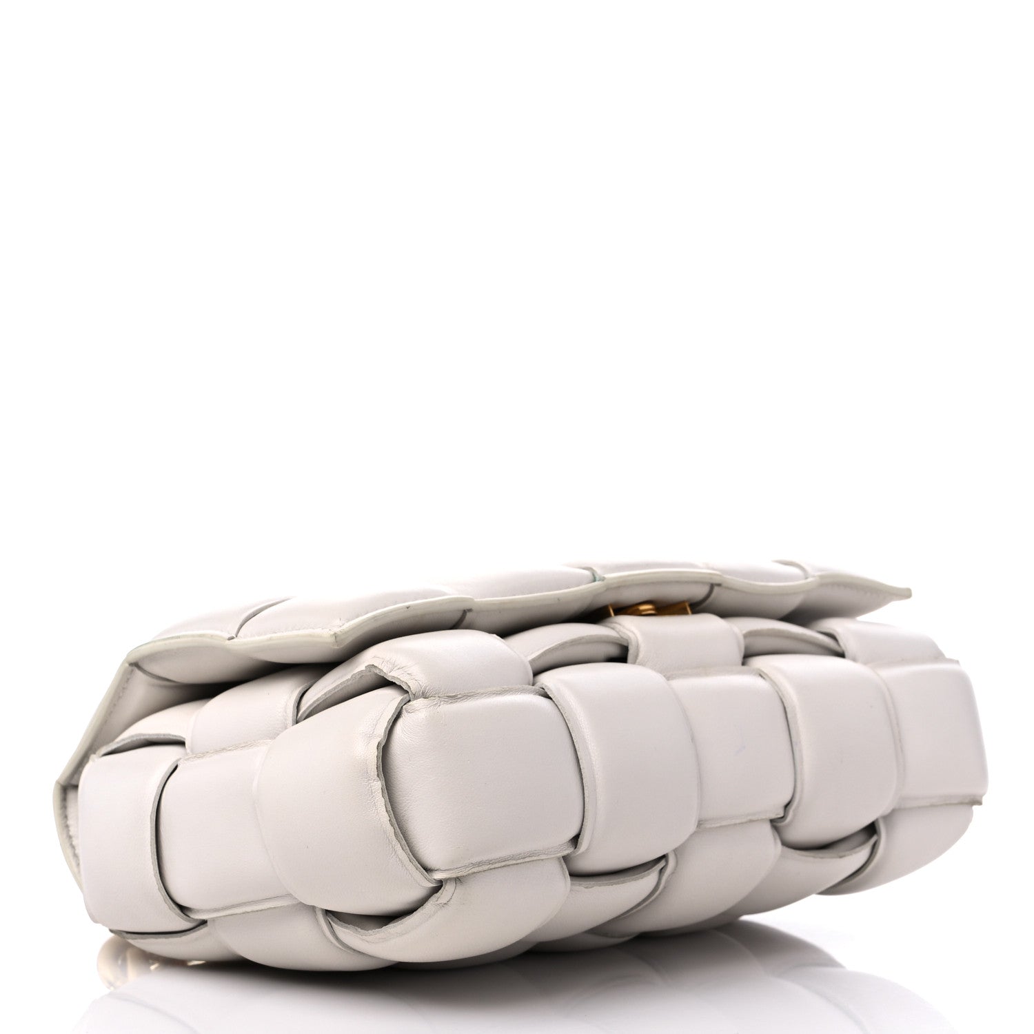 Bottega Veneta Lambskin Maxi Intreccio Padded Chain Cassette Crossbody Bag White 4 of 13