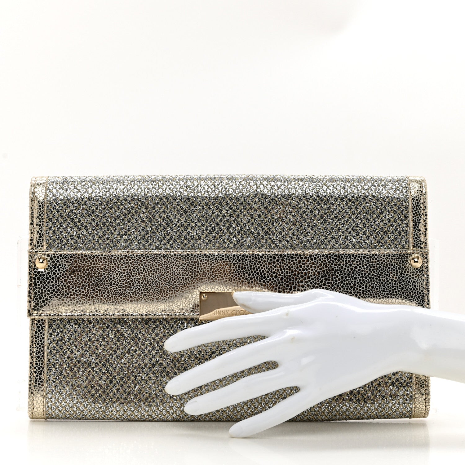 Jimmy Choo Glitter Fabric Reese Clutch Wallet Metallic 2 of 7