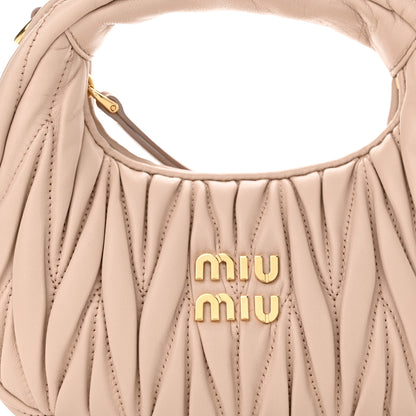 Miu Miu Nappa Matelasse Mini Wander Hobo Cipria 8 of 11