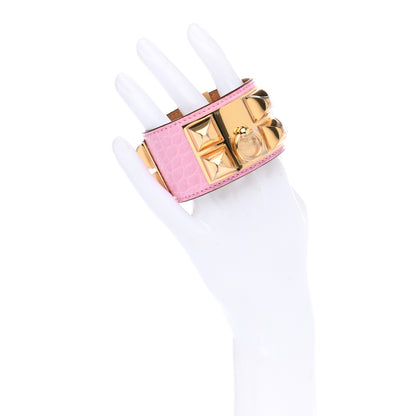 Hermes Matte Alligator Collier De Chien CDC Bracelet T2 5P Pink 2 of 9