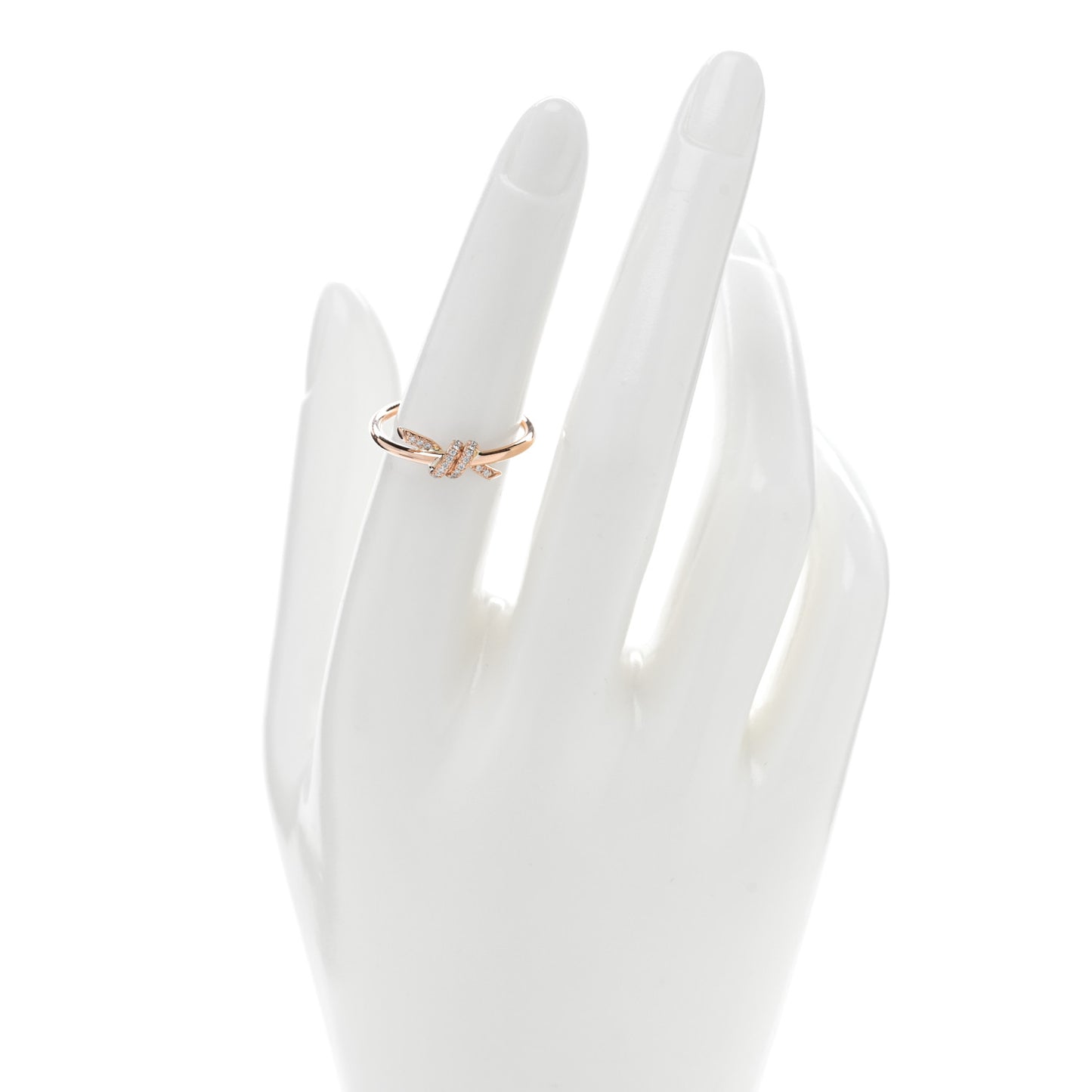 18K Rose Gold Diamond Small Knot Ring 52 6
