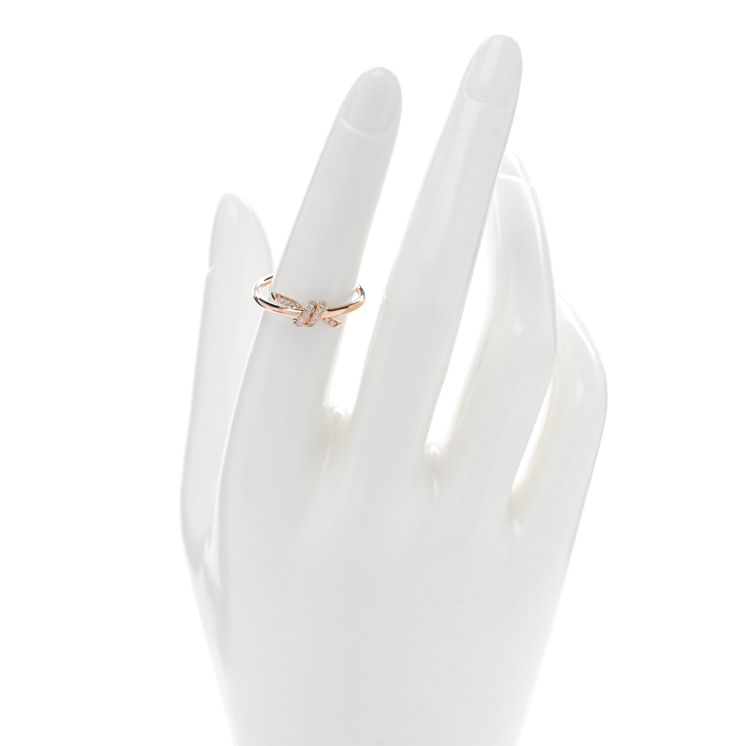 Tiffany 18K Rose Gold Diamond Small Knot Ring 52 6 2 of 5