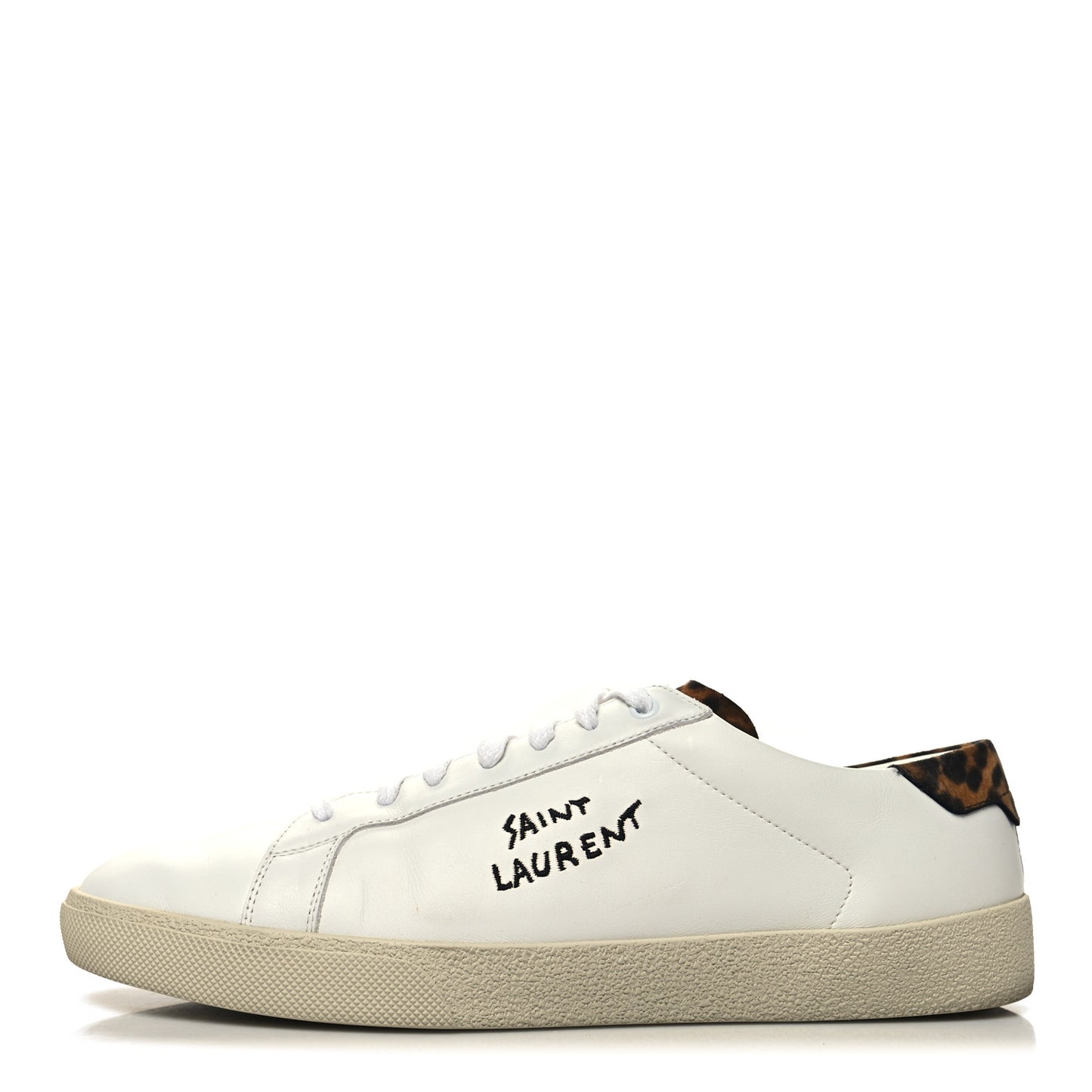 Calfskin Embroidered Mens Court Classic Sneakers 45 White Black