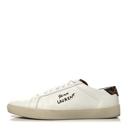 Saint Laurent Calfskin Embroidered Mens Court Classic Sneakers 45 White Black 1 of 10