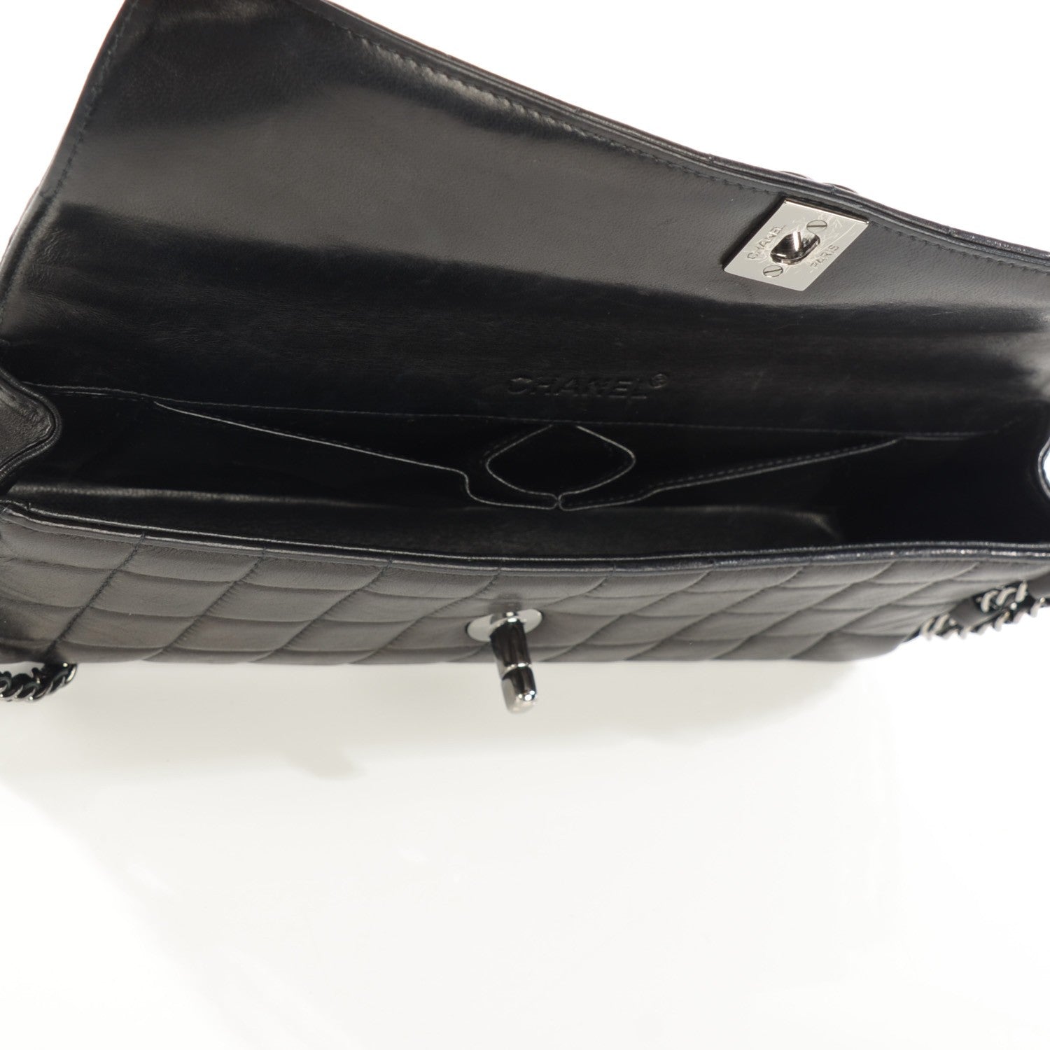 Chanel Lambskin Quilted East West Chocolate Bar Flap Black 5 of 9