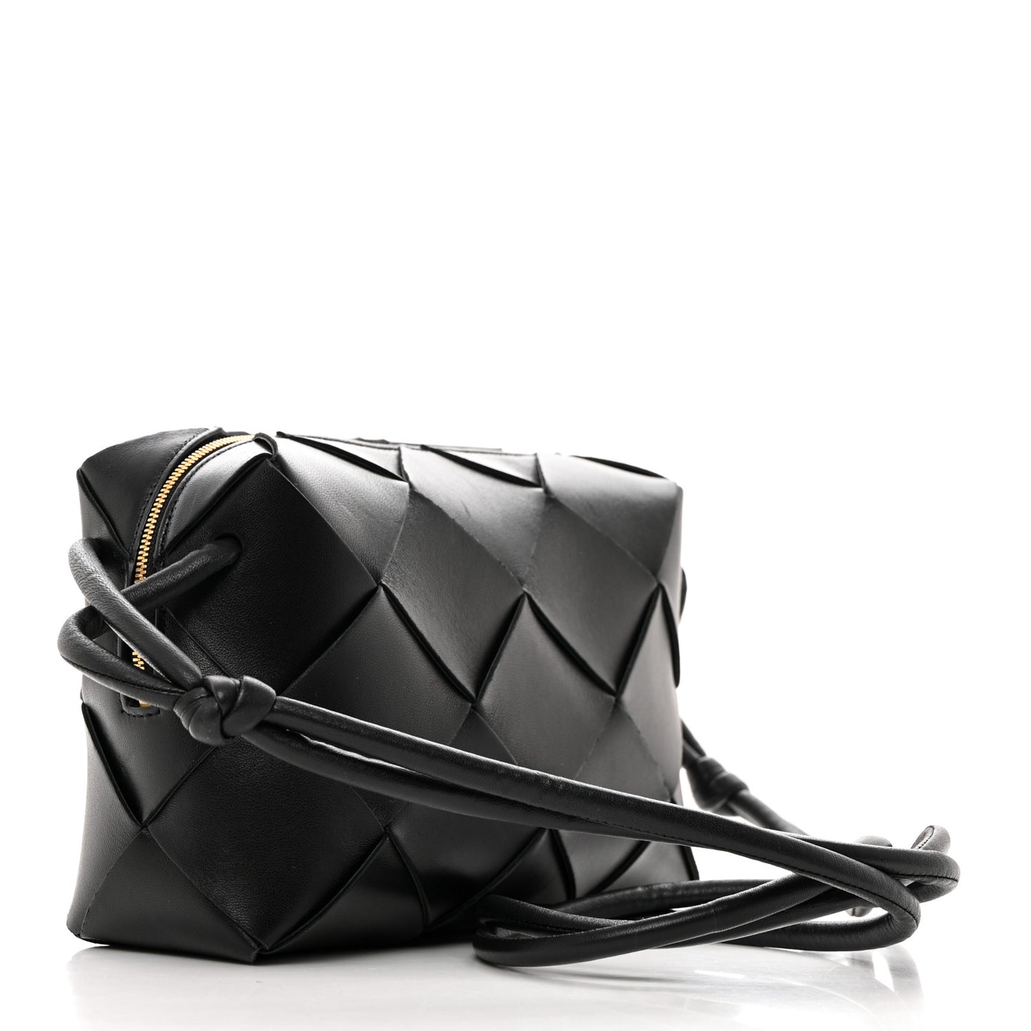 Lambskin Maxi Intrecciato Small Cassette Camera Bag Black