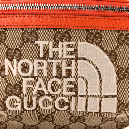 Gucci X THE NORTH FACE Monogram Textured Dollar Calfskin Embroidered Belt Bag Beige Ebony Mystic White Deep Orange 9 of 11