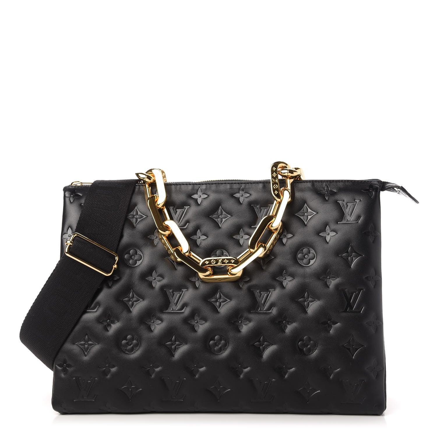 Louis Vuitton Lambskin Embossed Monogram Coussin MM Black 1 of 9