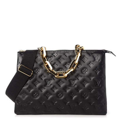 Louis Vuitton Lambskin Embossed Monogram Coussin MM Black 1 of 9