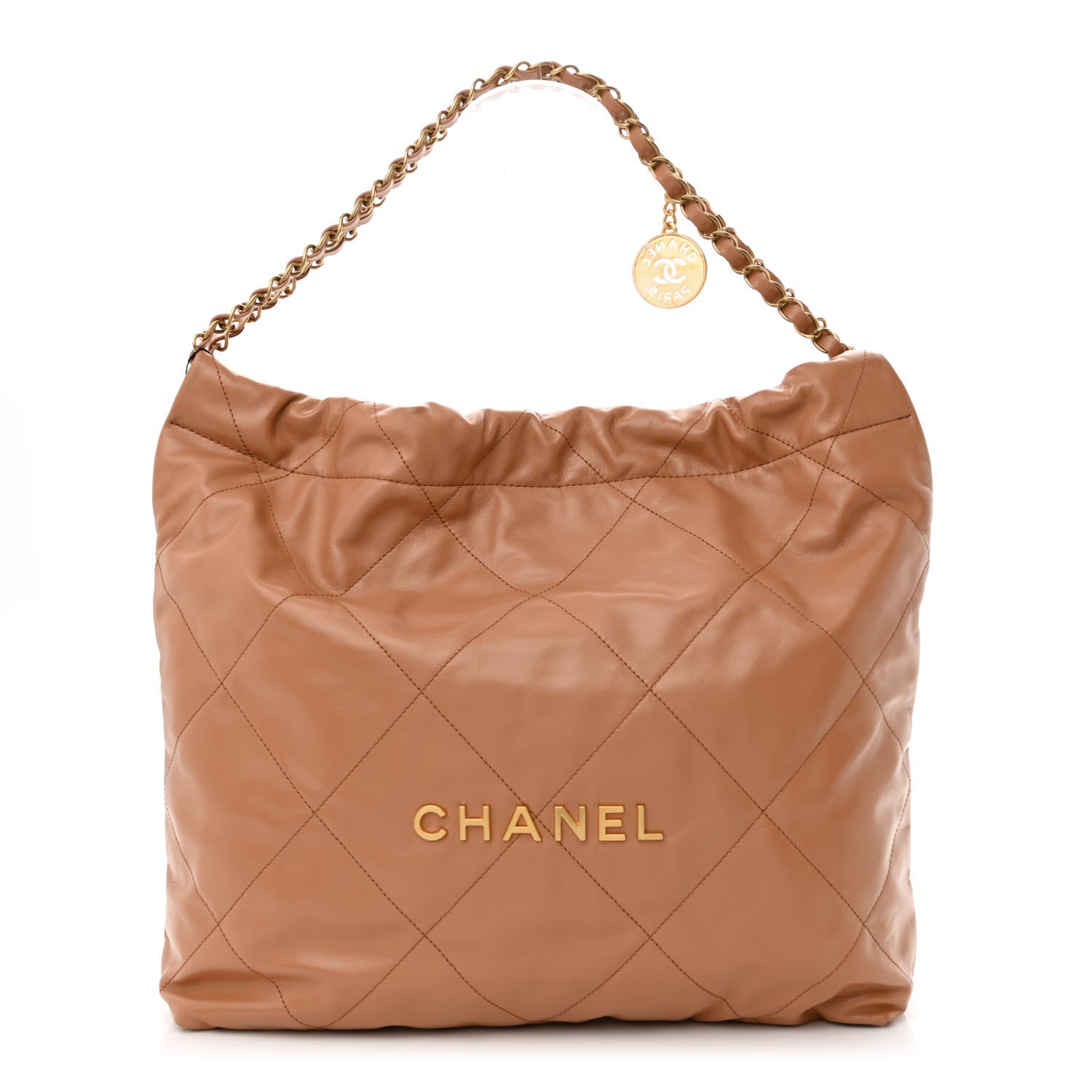 Chanel Shiny Calfskin Quilted Chanel 22 Camel 3 of 14
