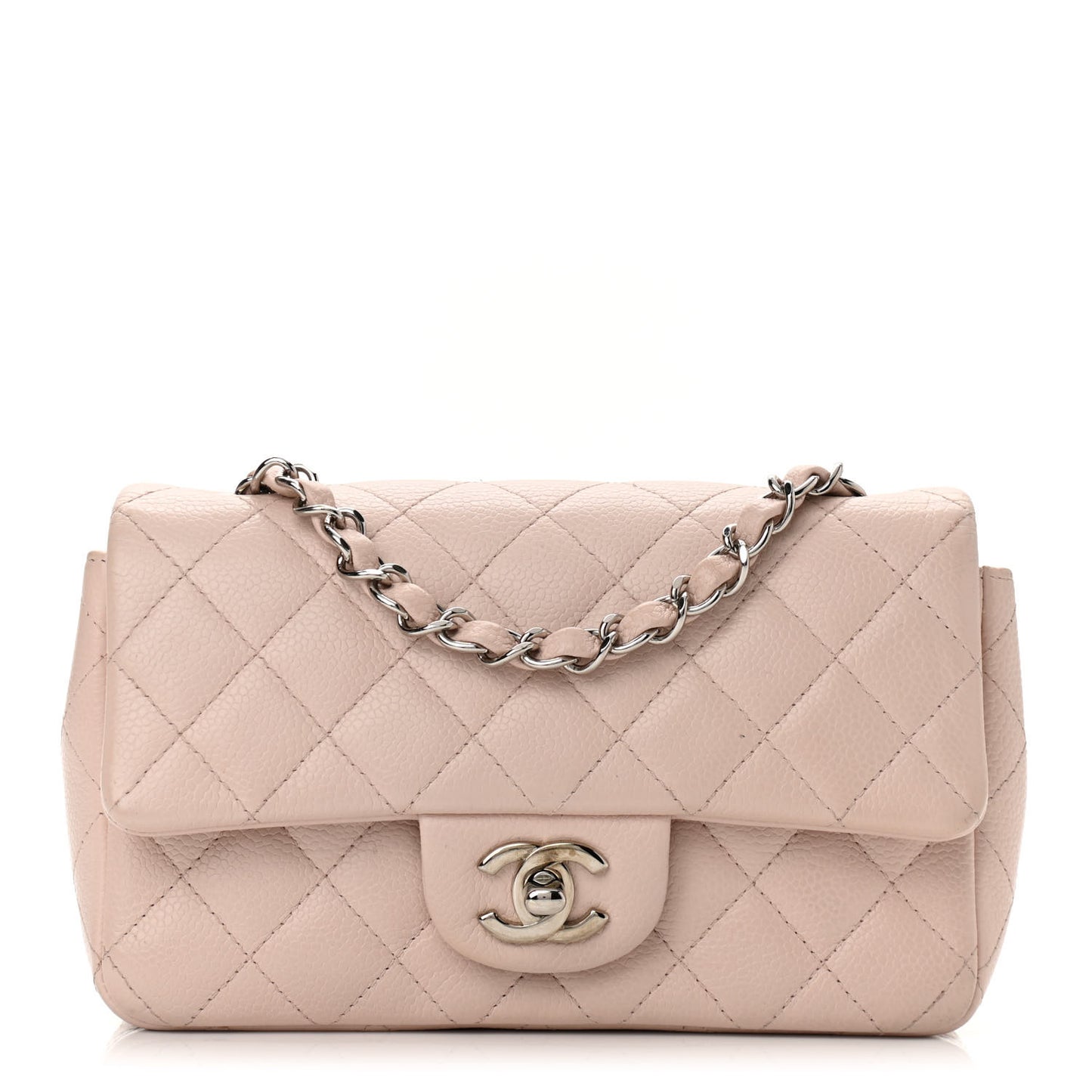 Caviar Quilted Mini Rectangular Flap Light Pink
