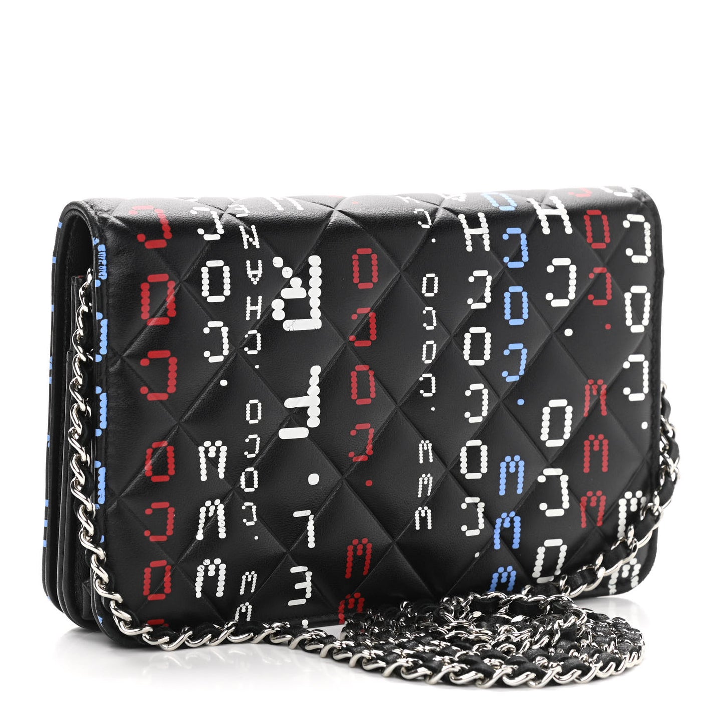 Lambskin Quilted Data Center Wallet On Chain WOC Black
