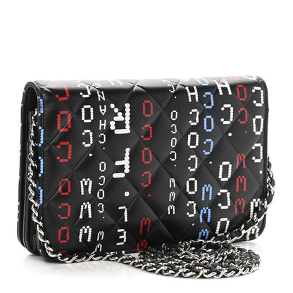 Chanel Lambskin Quilted Data Center Wallet On Chain WOC Black 2 of 13